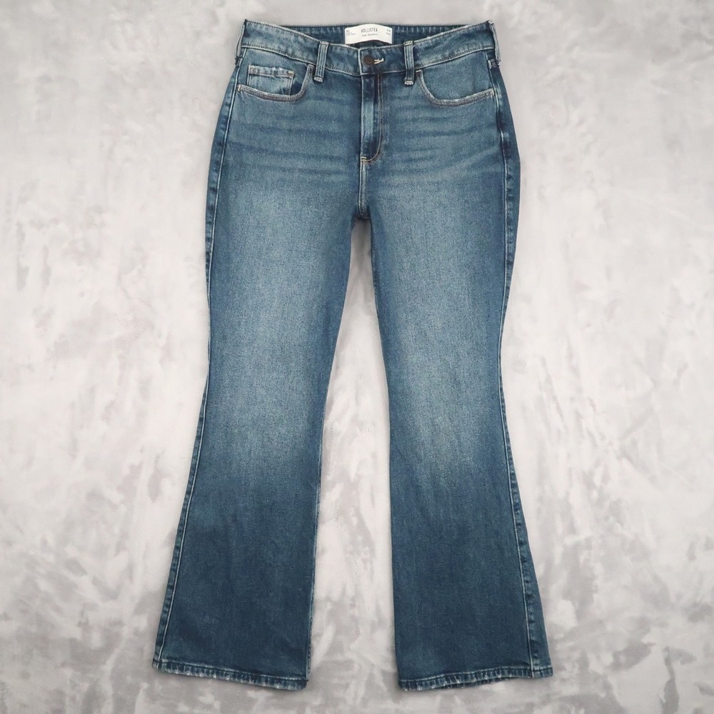 Hollister Jeans Women 10s w30 Short Fit 30x29.5 Blue High-Rise Boot Curvy Flare